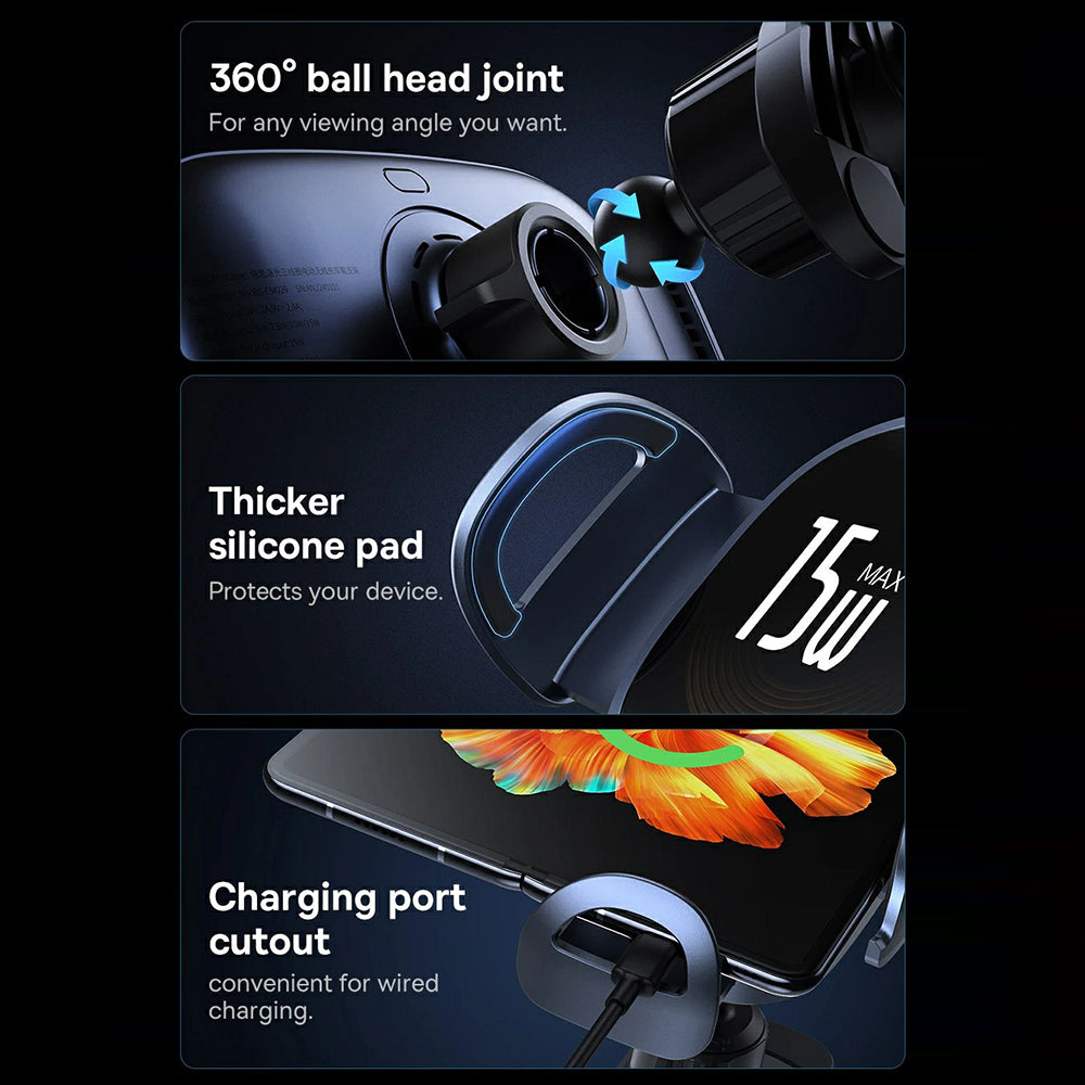 BASEUS LightChaser Series Triple Coil 15W Wireless Charger Electric Car Air Vent Mount