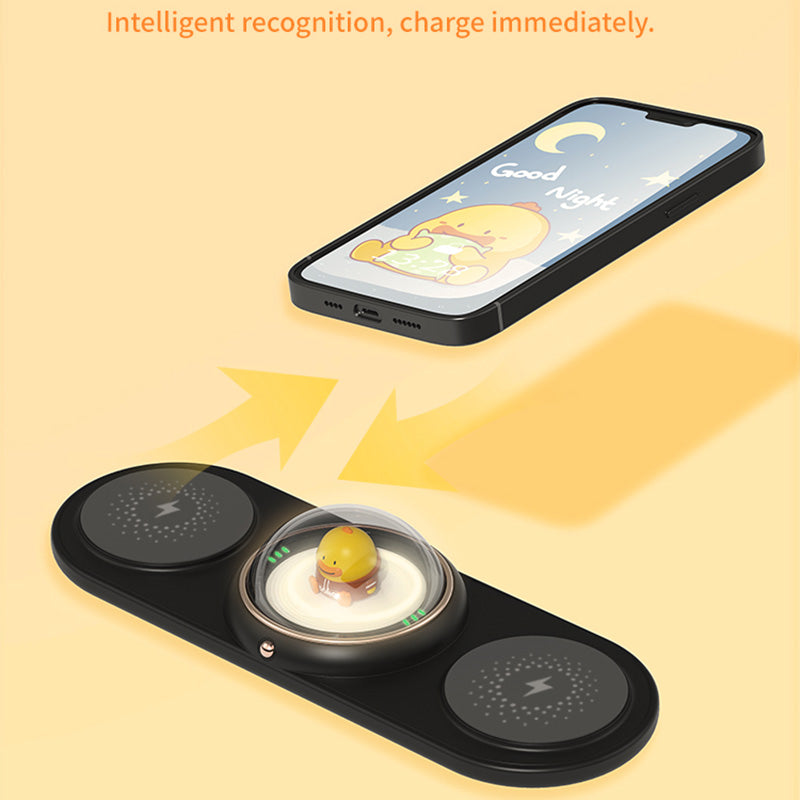 ICARER FAMILY 2-in-1 Cute Cartoon Design Wireless Charger Phone Earphone Wireless Charging Dock