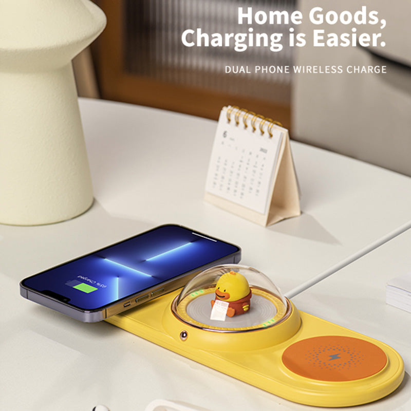 ICARER FAMILY 2-in-1 Cute Cartoon Design Wireless Charger Phone Earphone Wireless Charging Dock