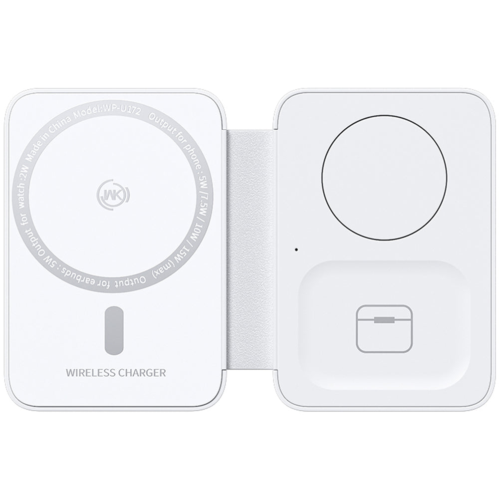 WEKOME WP-U172 Magnetic 3-in-1 15W Wireless Charging Holder Phone Earphone Watch Charger with Mirror