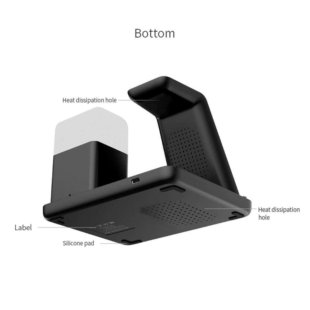 Z18 6-in-1 Wireless Charger Phone Watch Earphone Charging Stand Night Light Alarm Clock