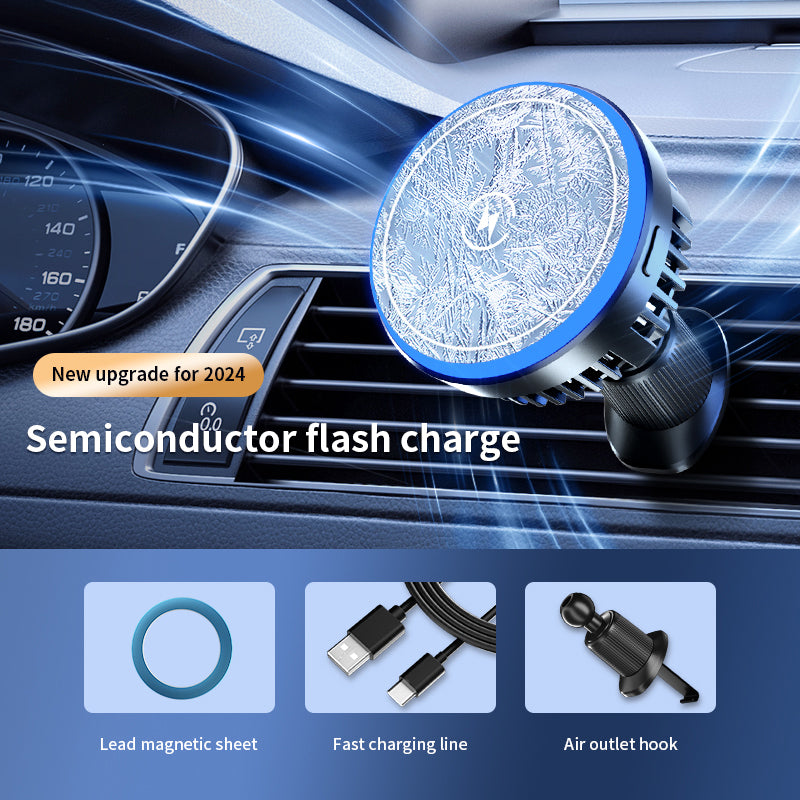 T2 Car Magnetic Wireless Charger Colorful Light Vehicle Air Vent Phone Charging Stand