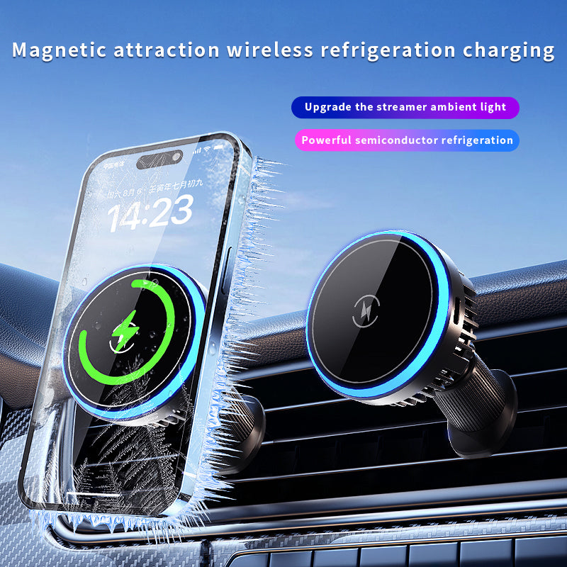 T1 Semiconductor Refrigeration Car Air Outlet Magnetic Wireless Charger with RGB Light