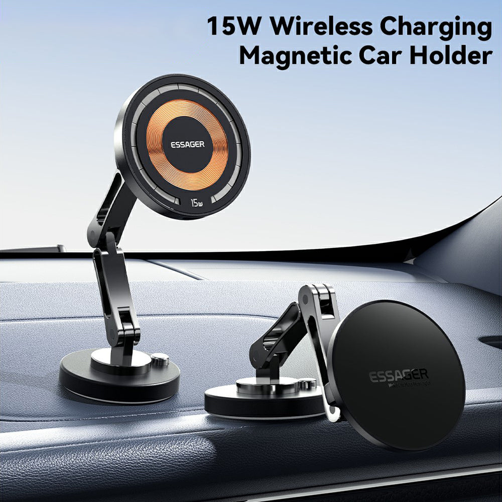 ESSAGER Wireless Charging Car Magnetic Phone Holder Adhesive Dashboard Cell Phone Bracket