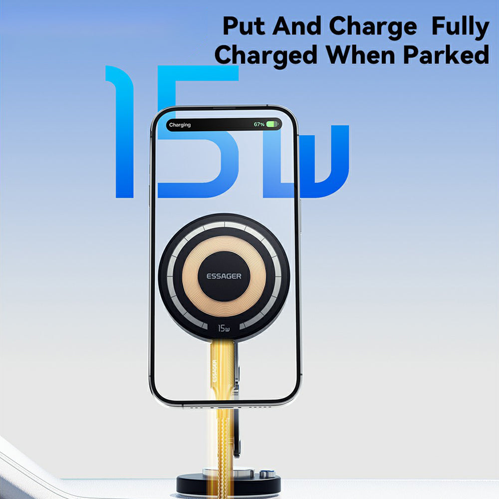 ESSAGER Wireless Charging Car Magnetic Phone Holder Adhesive Dashboard Cell Phone Bracket