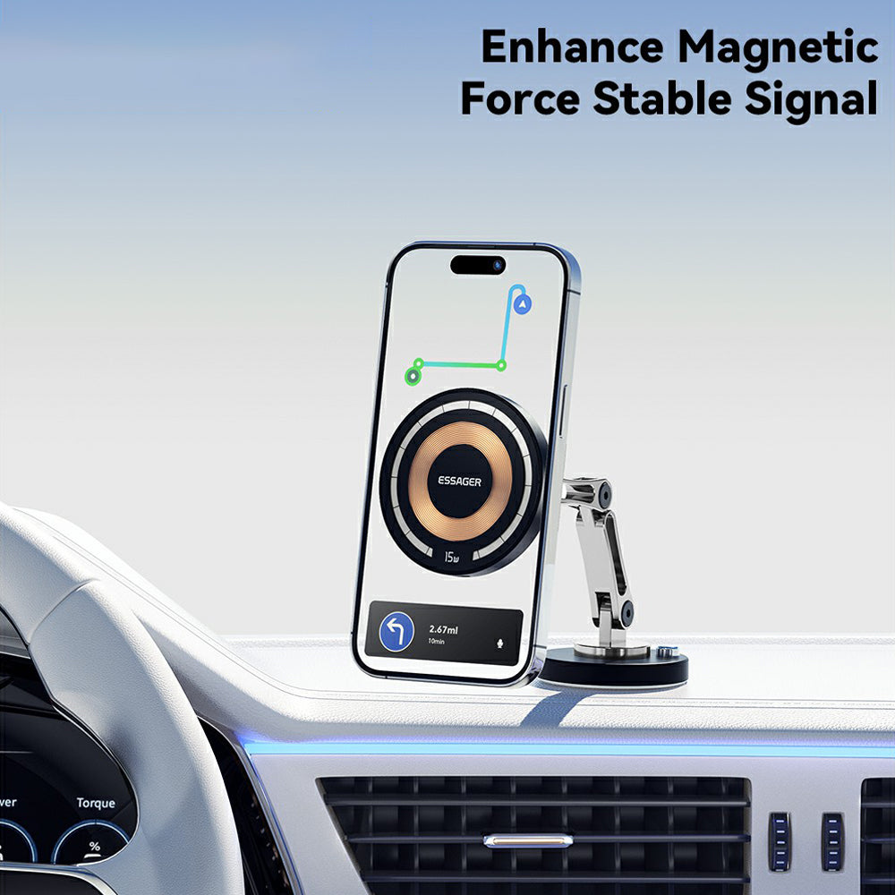 ESSAGER Wireless Charging Car Magnetic Phone Holder Adhesive Dashboard Cell Phone Bracket