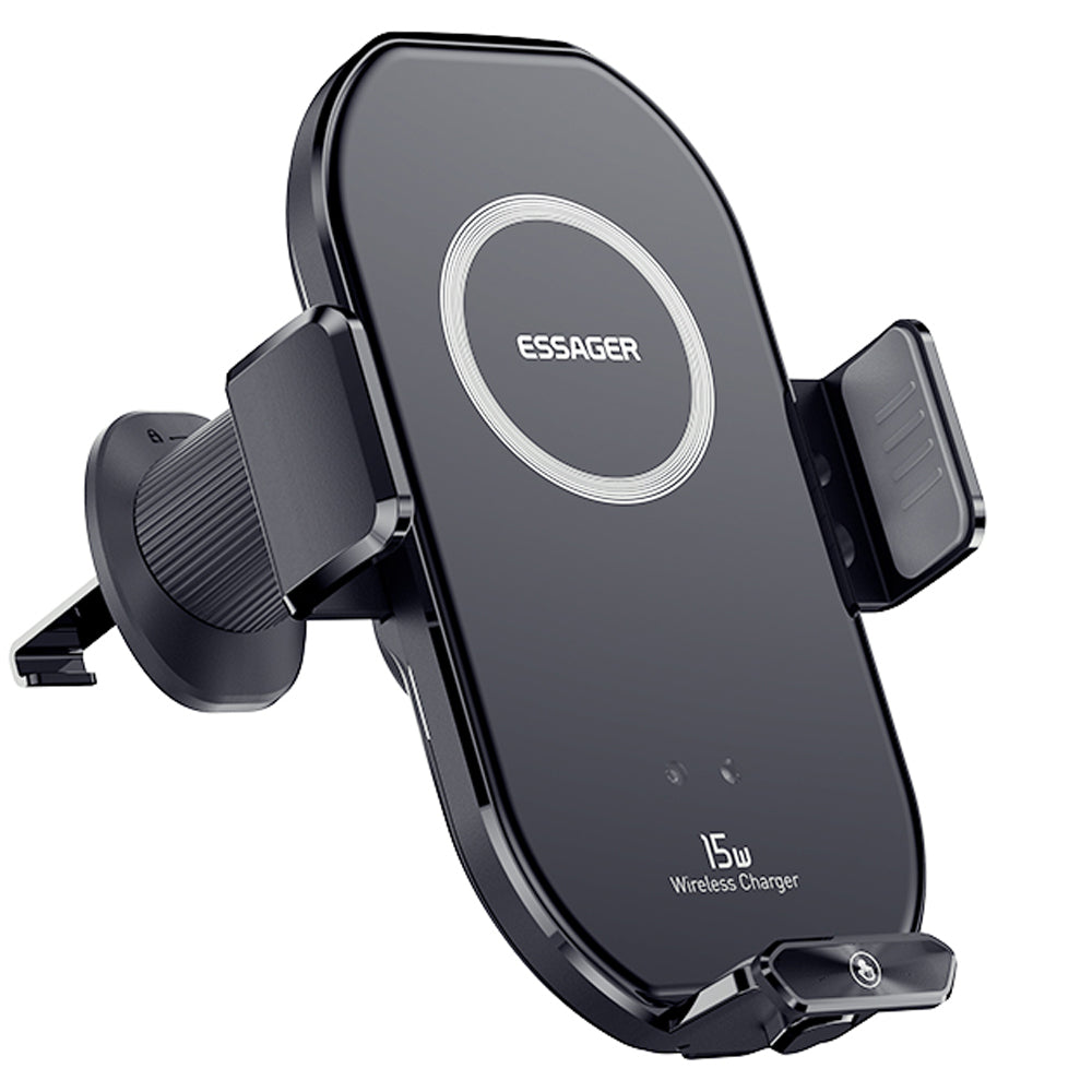 ESSAGER Car Air Outlet Clip 15W Wireless Charger Bracket for 4.5-7.0 Inch Mobile Phone