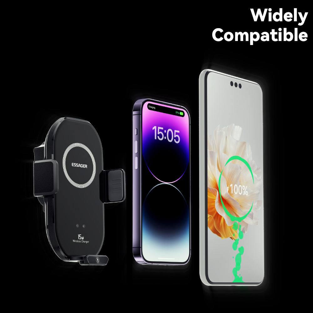 ESSAGER Car Air Outlet Clip 15W Wireless Charger Bracket for 4.5-7.0 Inch Mobile Phone