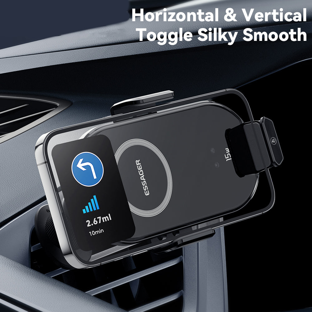 ESSAGER Car Air Outlet Clip 15W Wireless Charger Bracket for 4.5-7.0 Inch Mobile Phone