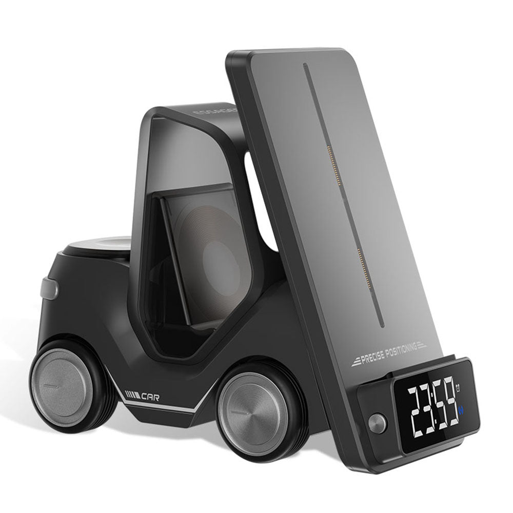 ESSAGER 15W Wireless Charger Desktop Forklift Shape Decoration Alarm Clock