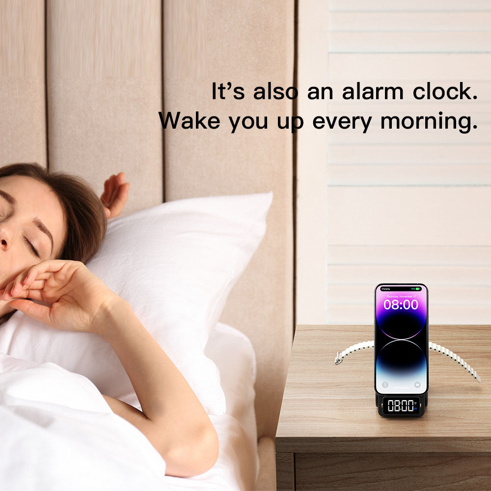 ESSAGER 15W Wireless Charger Desktop Forklift Shape Decoration Alarm Clock