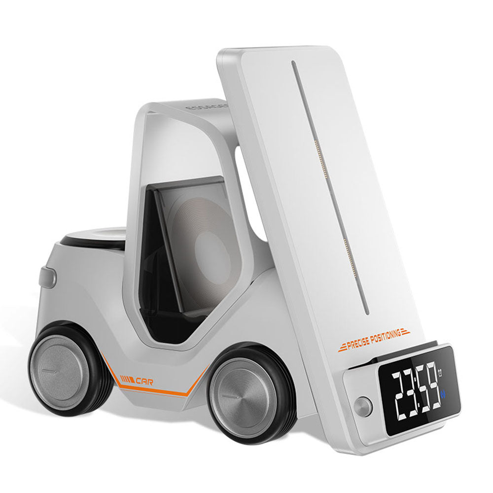 ESSAGER 15W Wireless Charger Desktop Forklift Shape Decoration Alarm Clock