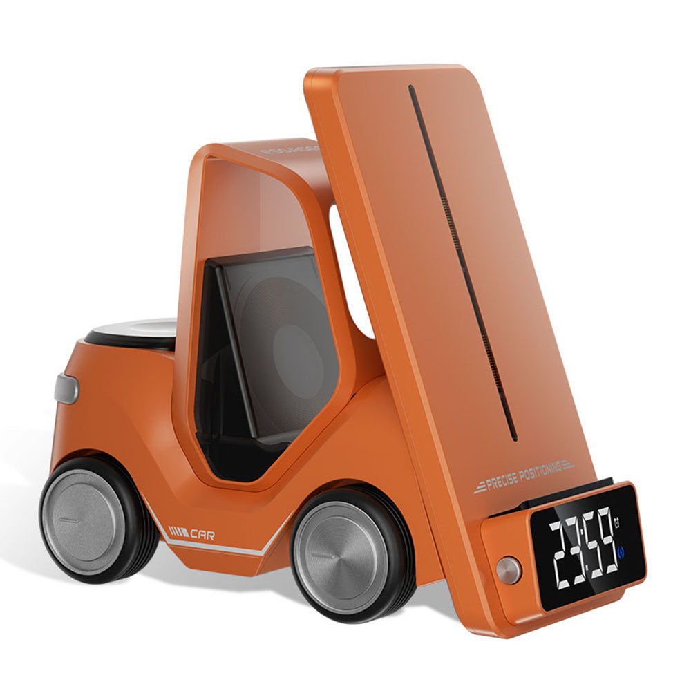ESSAGER 15W Wireless Charger Desktop Forklift Shape Decoration Alarm Clock