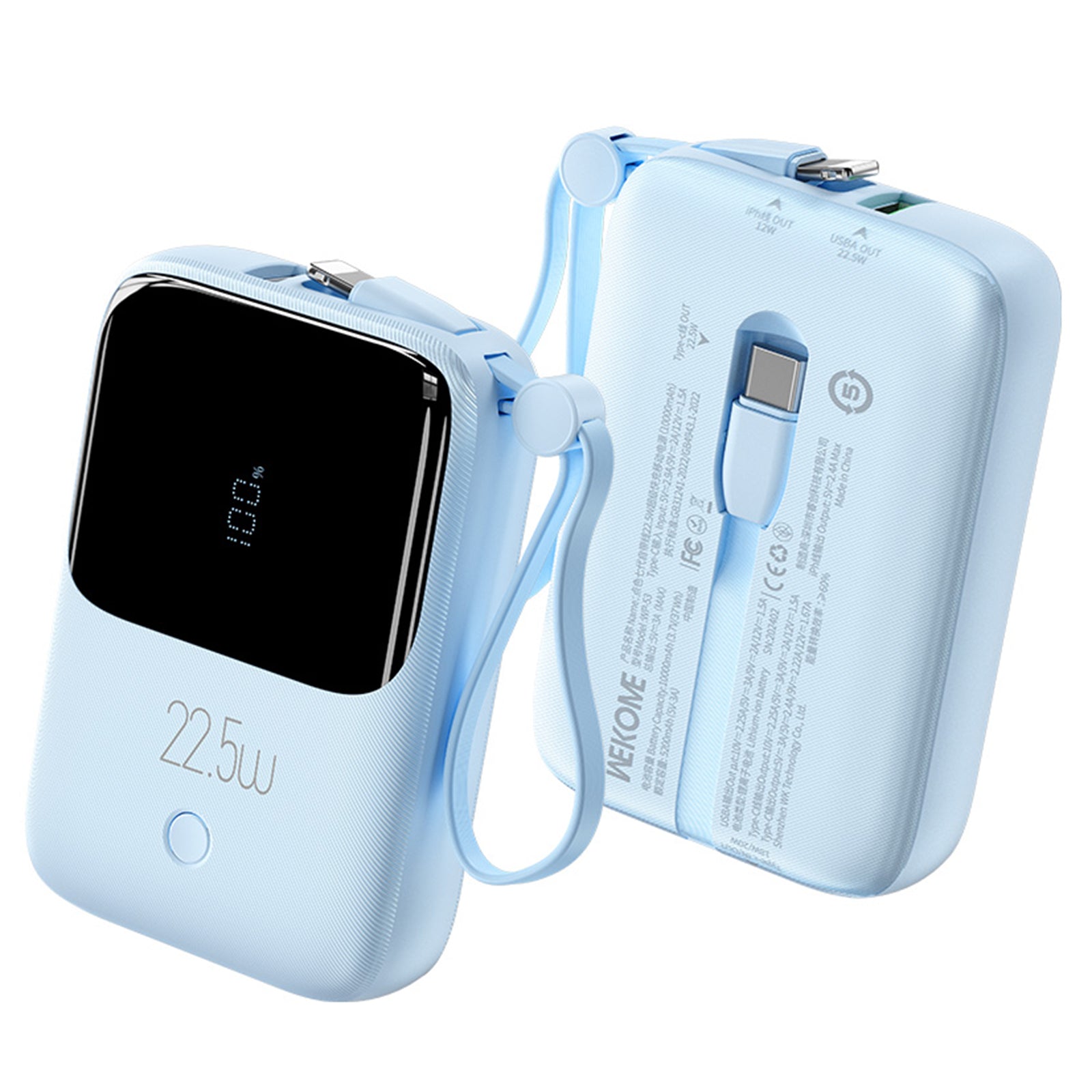 WEKOME WP-53 Linon Series 22.5W Cabled Super Fast Charging Power Bank 10000mAh Portable Phone Charger