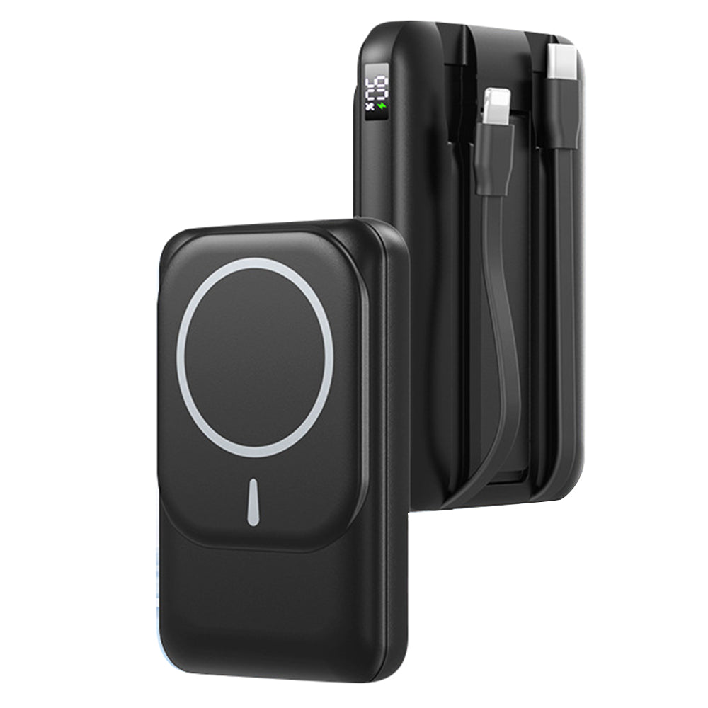 S10 10000mAh Phone Power Bank Magnetic Wireless Charger with Type-C / 8Pin Cable