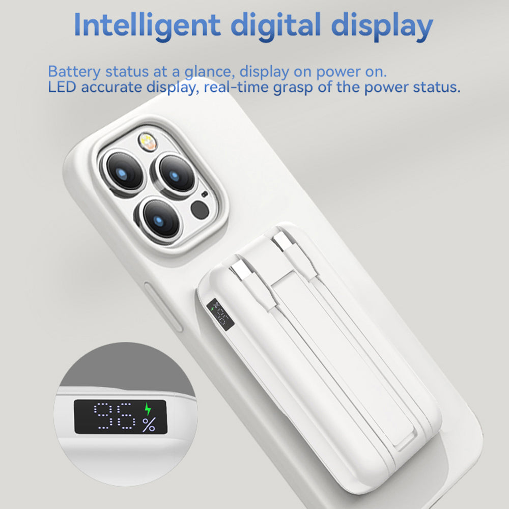 S10 10000mAh Phone Power Bank Magnetic Wireless Charger with Type-C / 8Pin Cable