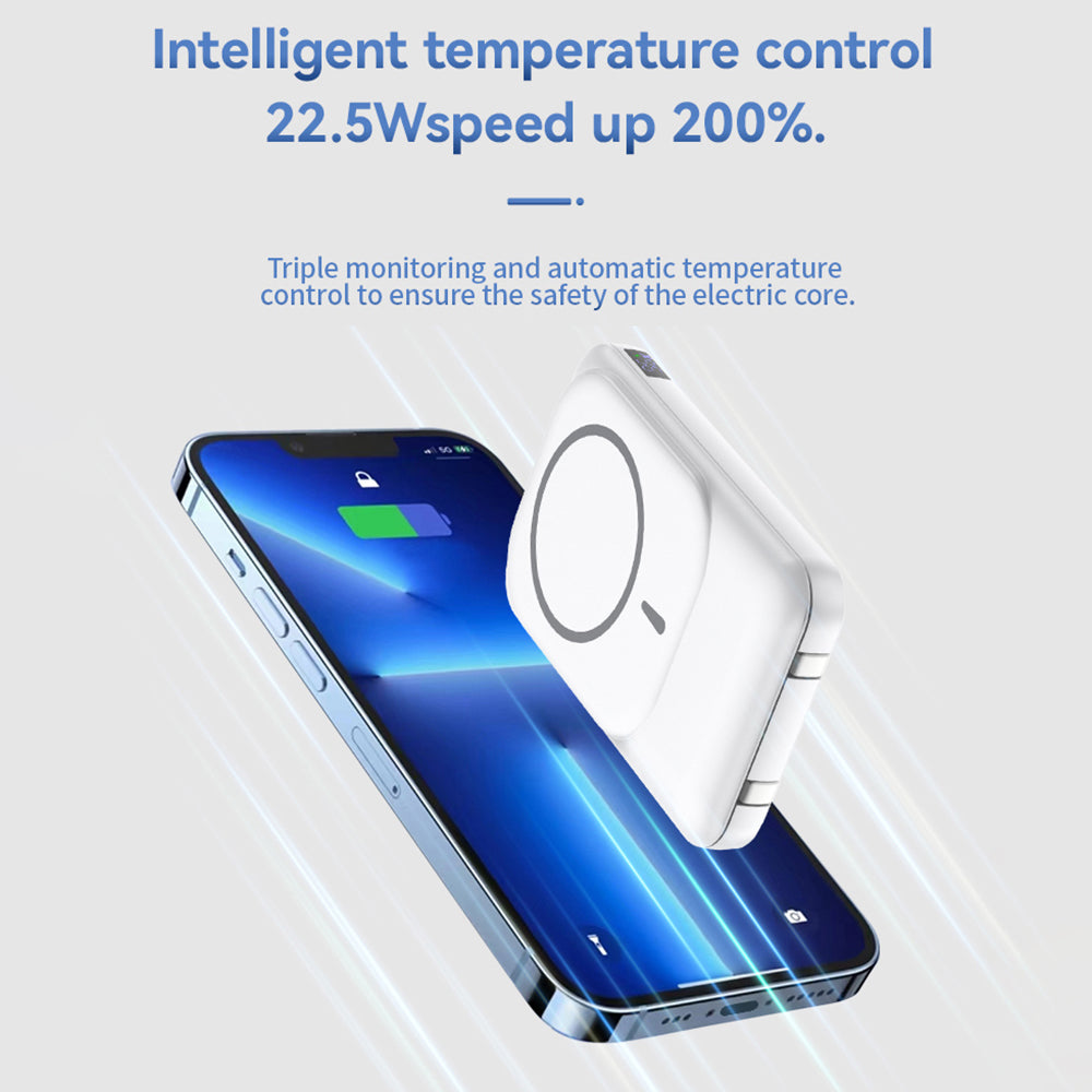 S10 10000mAh Phone Power Bank Magnetic Wireless Charger with Type-C / 8Pin Cable