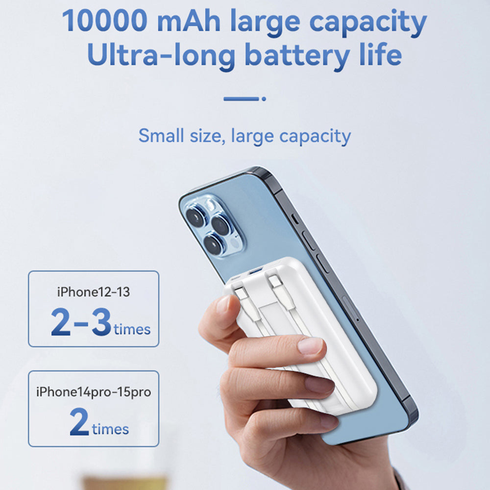 S10 10000mAh Phone Power Bank Magnetic Wireless Charger with Type-C / 8Pin Cable