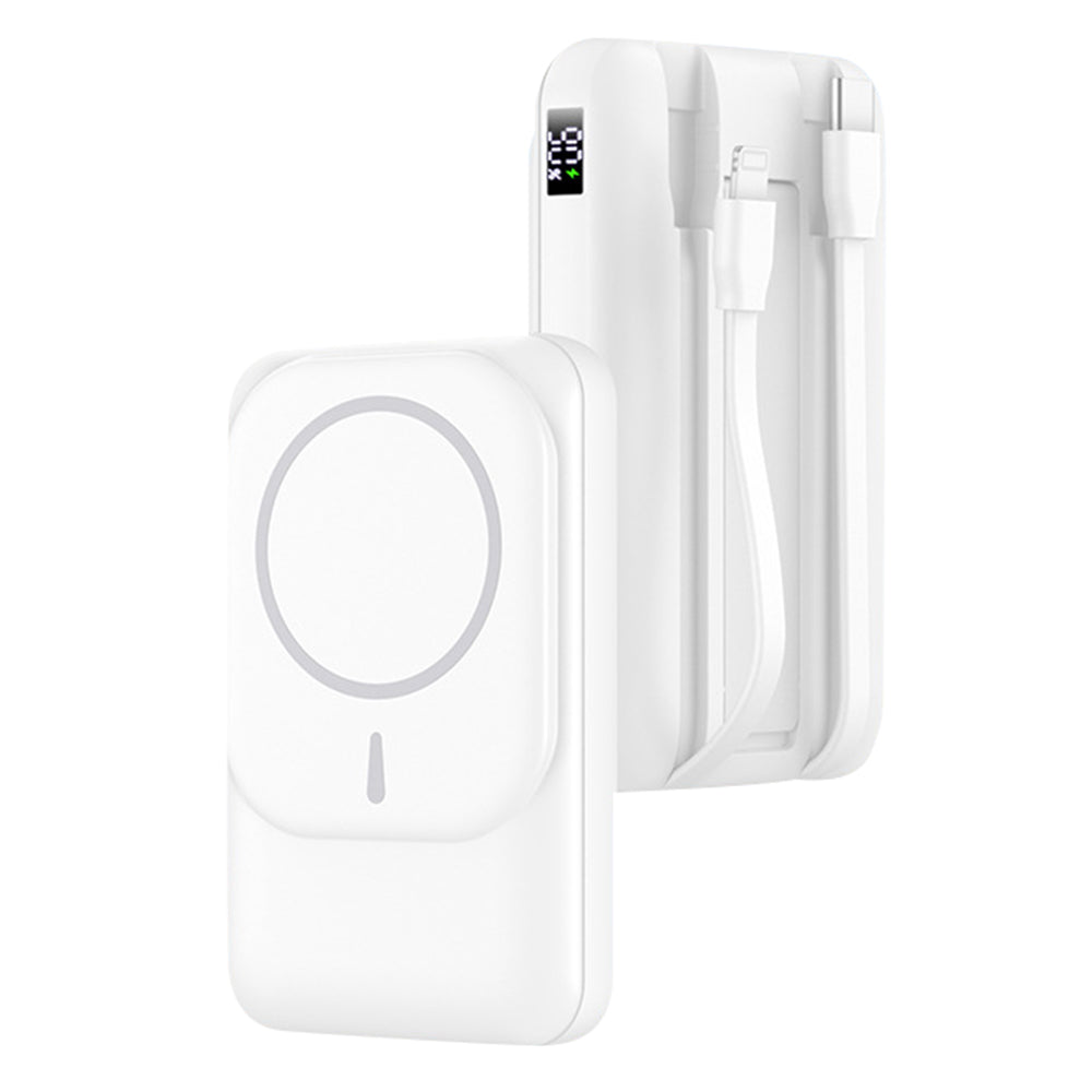 S10 10000mAh Phone Power Bank Magnetic Wireless Charger with Type-C / 8Pin Cable