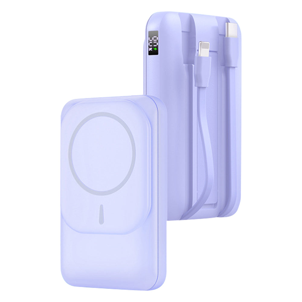 S10 10000mAh Phone Power Bank Magnetic Wireless Charger with Type-C / 8Pin Cable