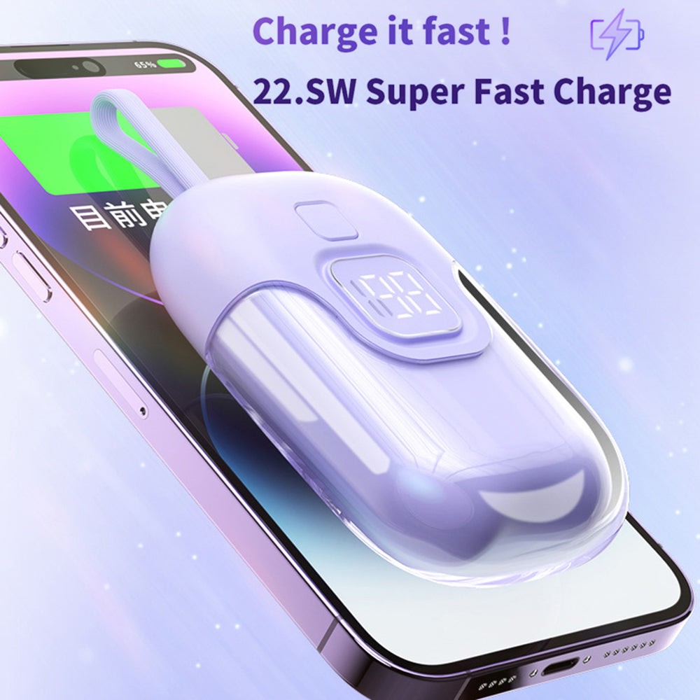 D07 10000mAh 22.5W Power Bank Phone External Battery with Built-in Cable