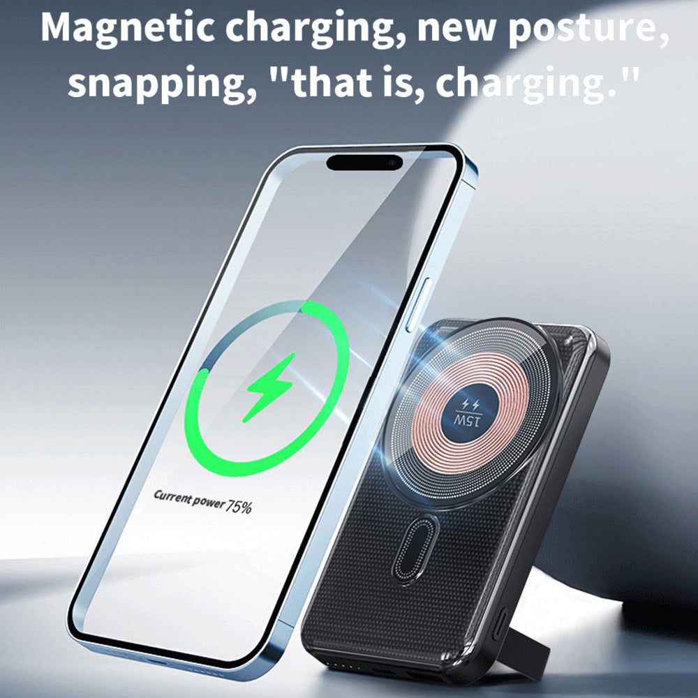 H19 10000mAh Power Bank 15W Magnetic Wireless Charging Charger with Kickstand