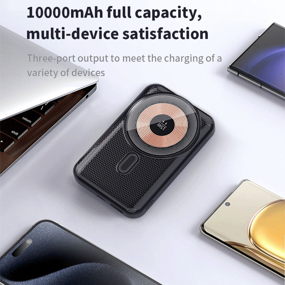 H19 10000mAh Power Bank 15W Magnetic Wireless Charging Charger with Kickstand