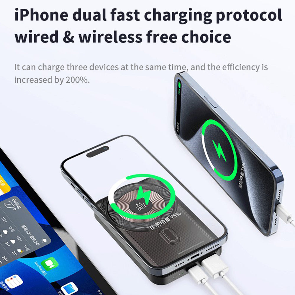 H19 10000mAh Power Bank 15W Magnetic Wireless Charging Charger with Kickstand