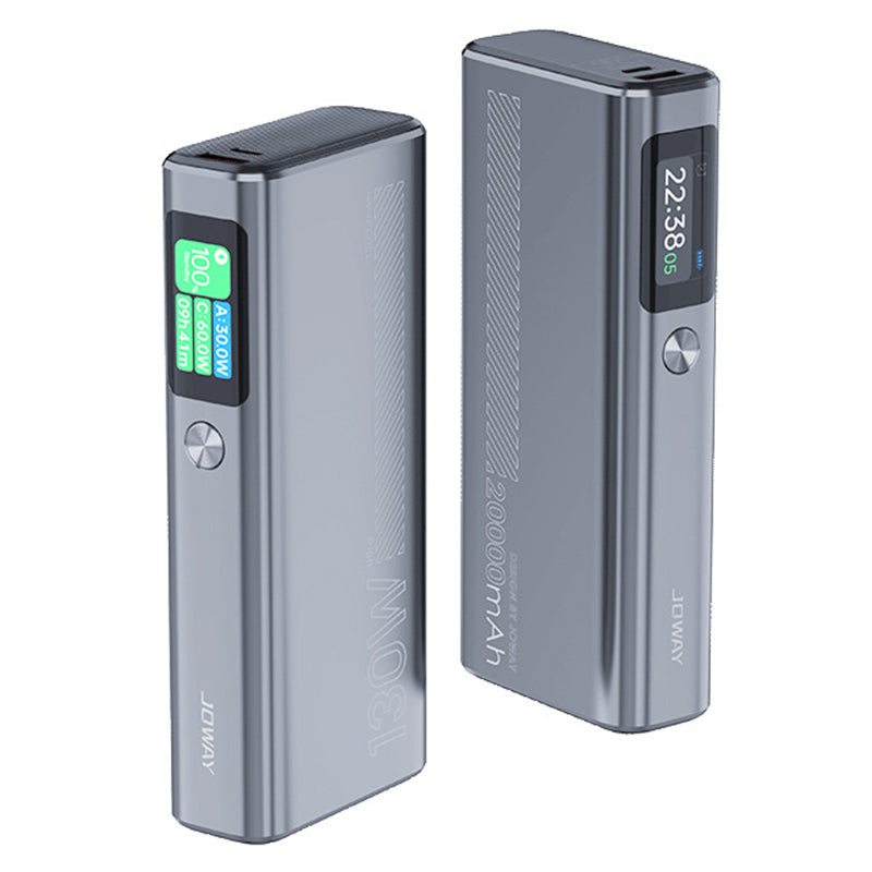 JOWAY JP323 20000mAh 130W Aluminum Alloy Power Bank TFT Screen Phone External Battery