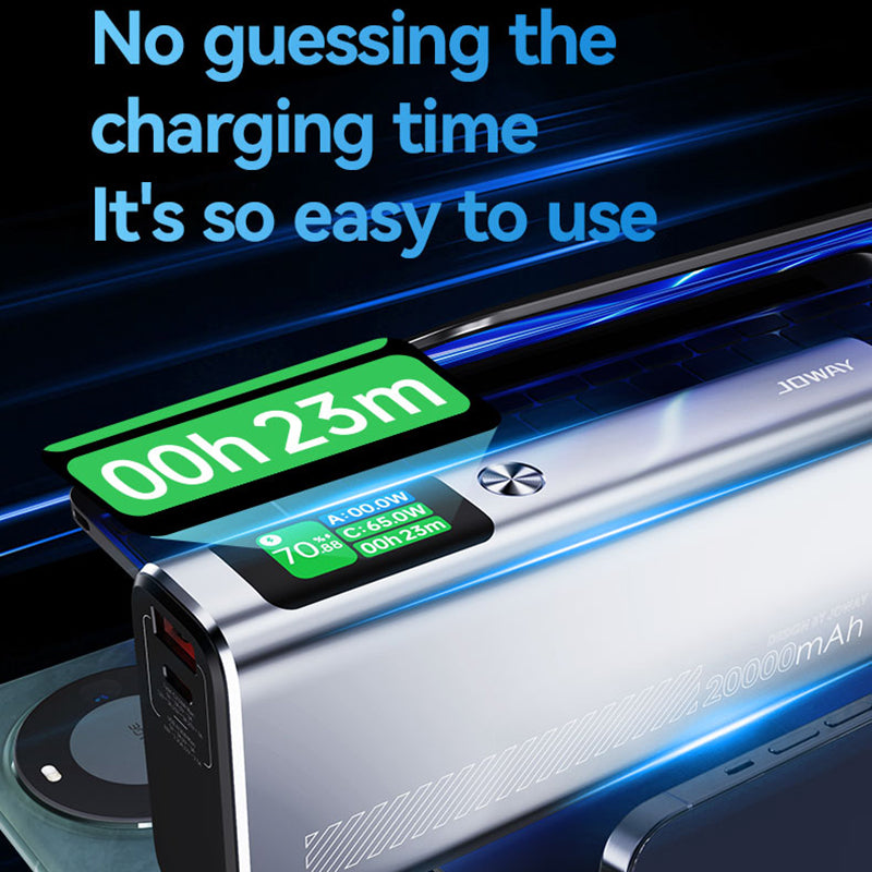 JOWAY JP323 20000mAh 130W Aluminum Alloy Power Bank TFT Screen Phone External Battery