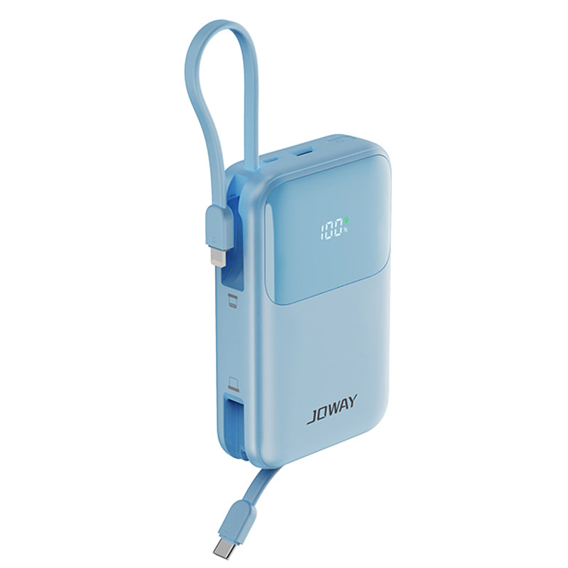 JOWAY JP313 20000mAh Digital Display Power Bank Built-in Type-C / 8Pin Cable Phone External Battery