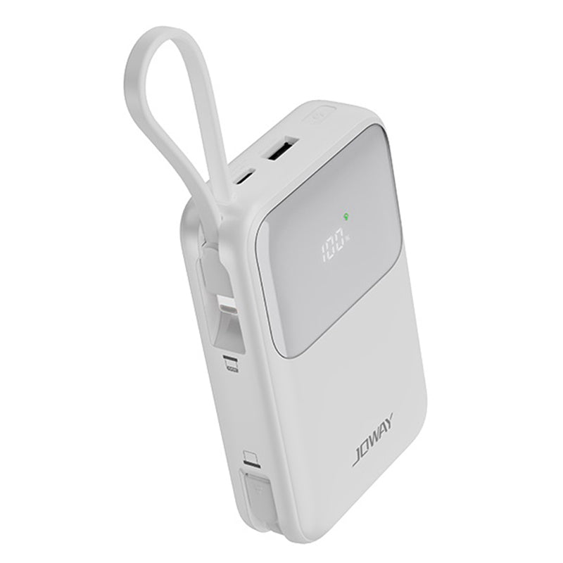 JOWAY JP313 20000mAh Digital Display Power Bank Built-in Type-C / 8Pin Cable Phone External Battery