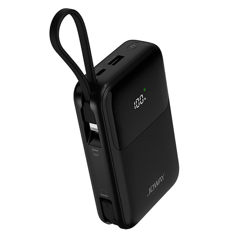 JOWAY JP313 20000mAh Digital Display Power Bank Built-in Type-C / 8Pin Cable Phone External Battery