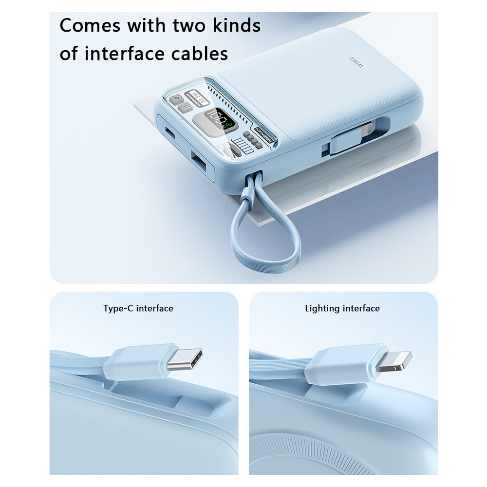 WIWU Wi-P016 10000mAh Magnetic Power Bank 22.5W Fast Charging Phone Battery Charger with Cable