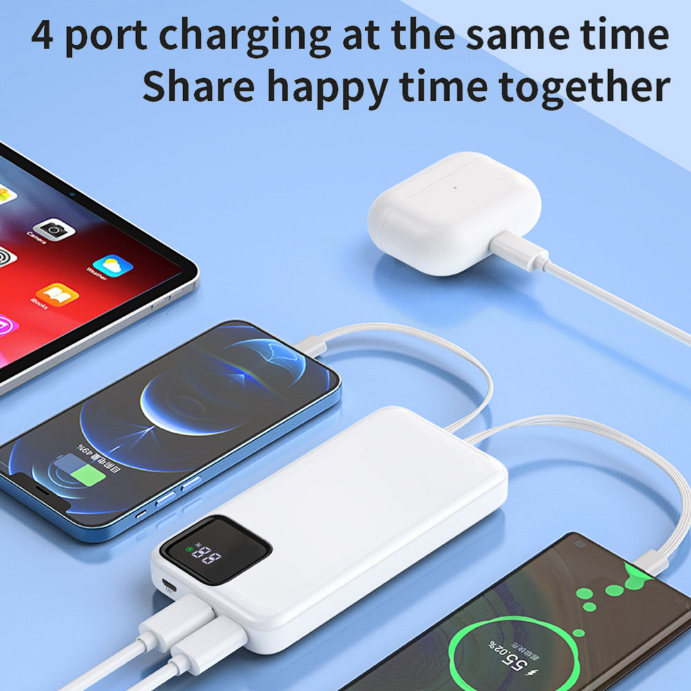 WIWU JC-18 10000mAh LED Display Power Bank 22.5W Fast Charging Phone Charger with Cable