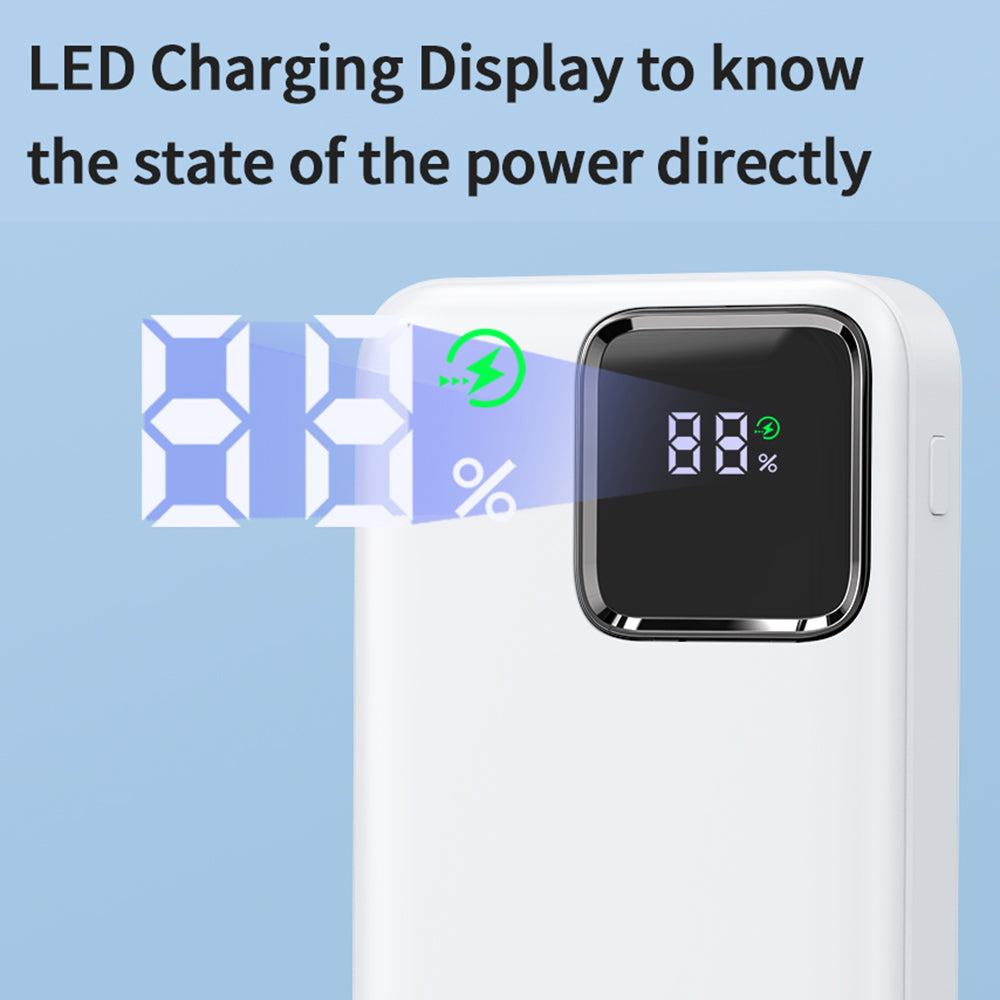 WIWU JC-18 10000mAh LED Display Power Bank 22.5W Fast Charging Phone Charger with Cable
