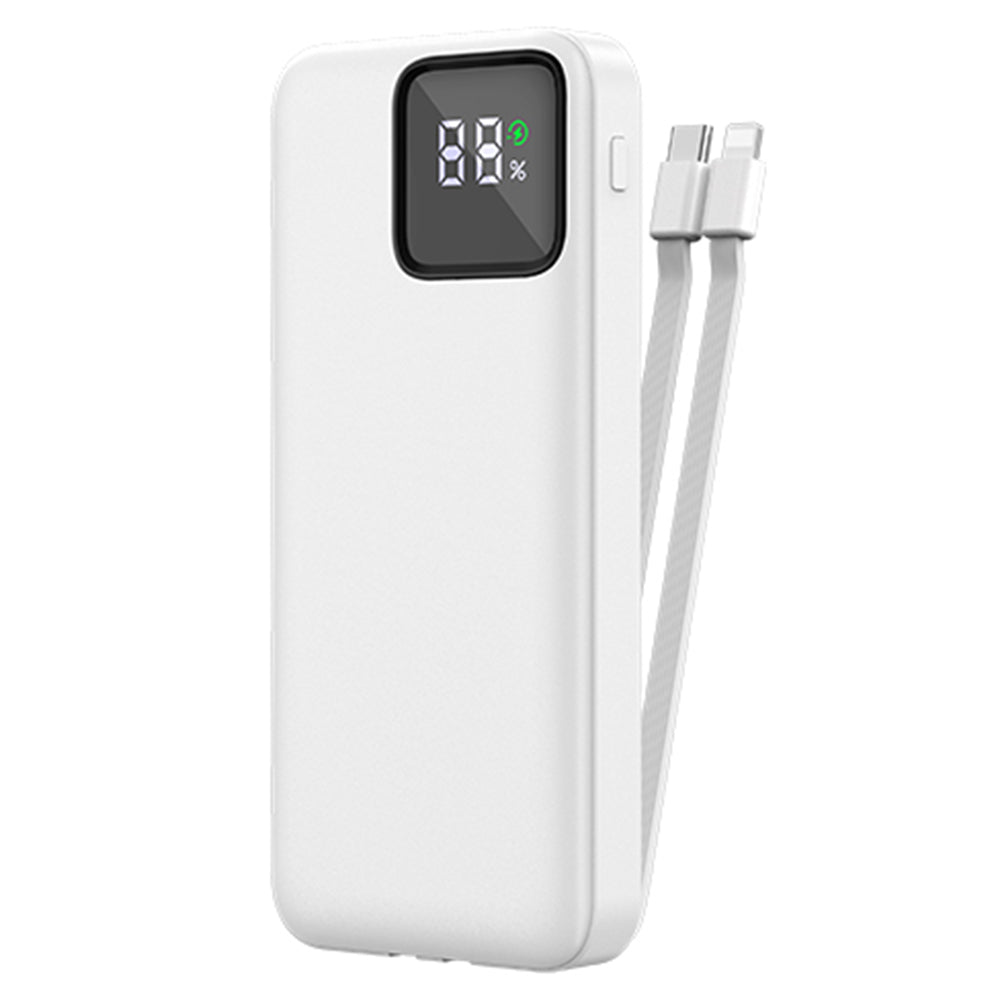 WIWU JC-18 10000mAh LED Display Power Bank 22.5W Fast Charging Phone Charger with Cable