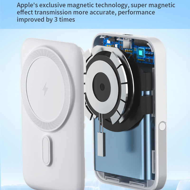 T159 10000mAh PD20W Magnetic Wireless Power Bank ABS+PC Phone Charger with Folding Kickstand