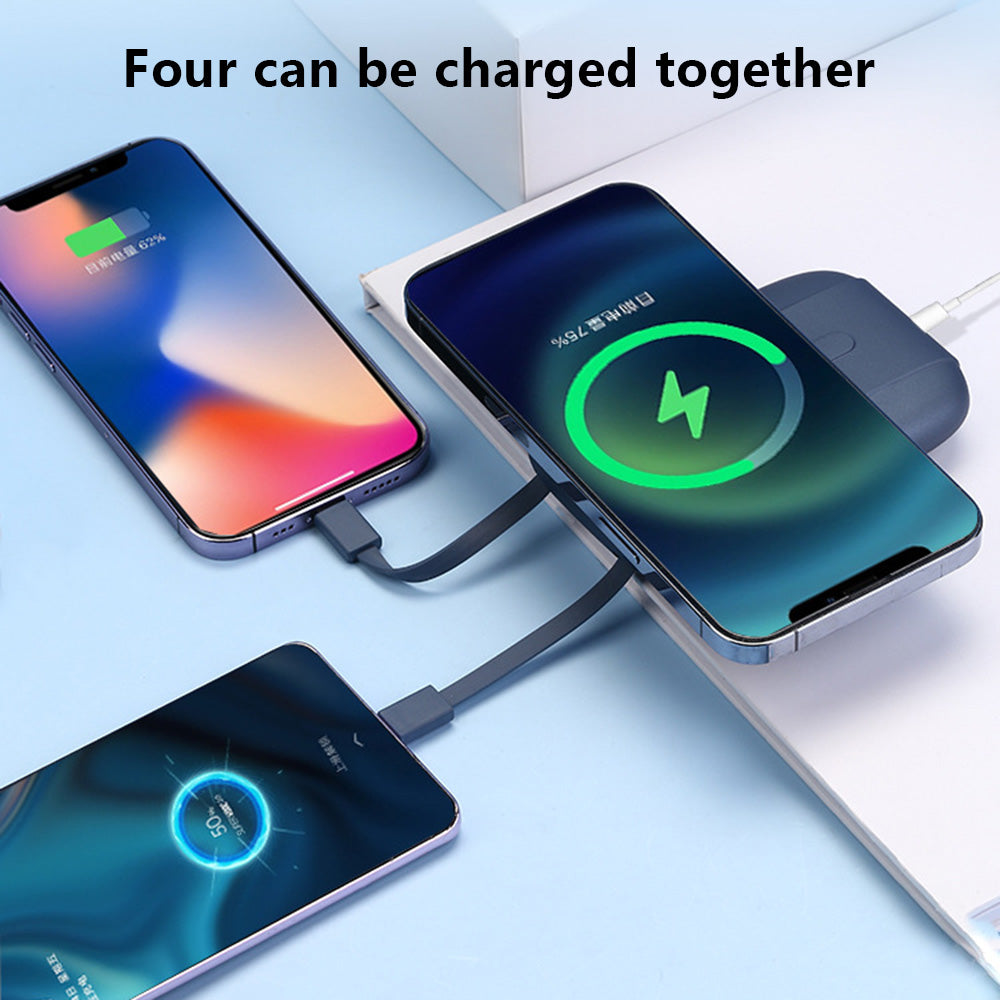 CK90 10000mAh Power Bank 15W Magnetic Wireless Charger with Built-in iP+Type-C Cable