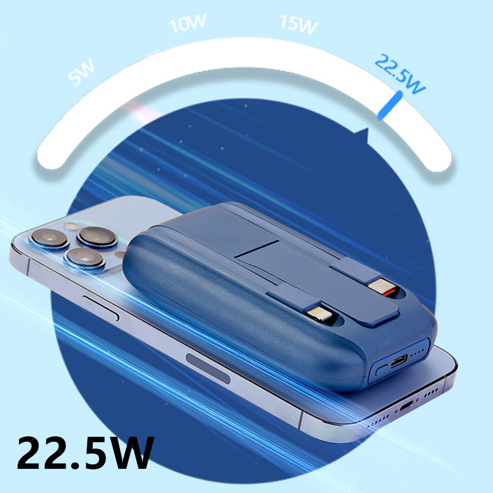 CK80 5000mAh 15W Magnetic Wireless Charger Power Bank with Built-in iP+Type-C Cable