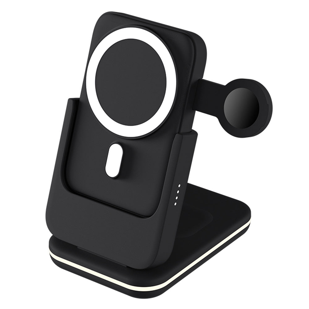 C15 5000mAh Magnetic Power Bank Phone Watch Earphone Wireless Charging Stand