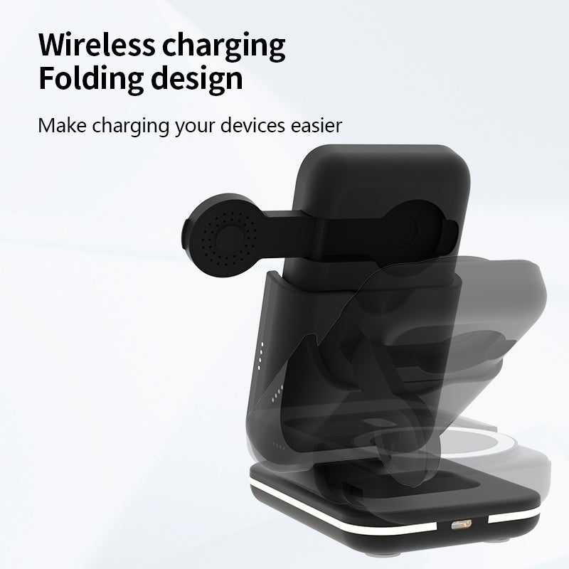 C15 5000mAh Magnetic Power Bank Phone Watch Earphone Wireless Charging Stand