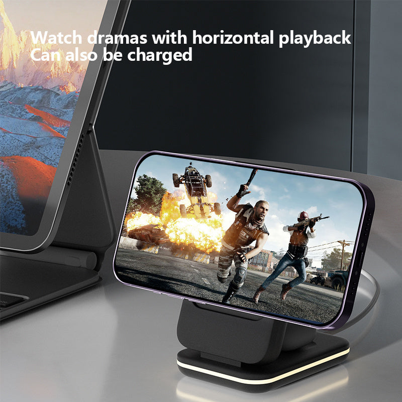 C15 5000mAh Magnetic Power Bank Phone Watch Earphone Wireless Charging Stand