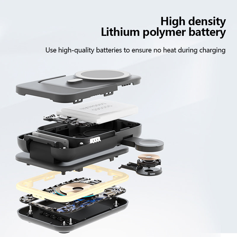 C15 5000mAh Magnetic Power Bank Phone Watch Earphone Wireless Charging Stand