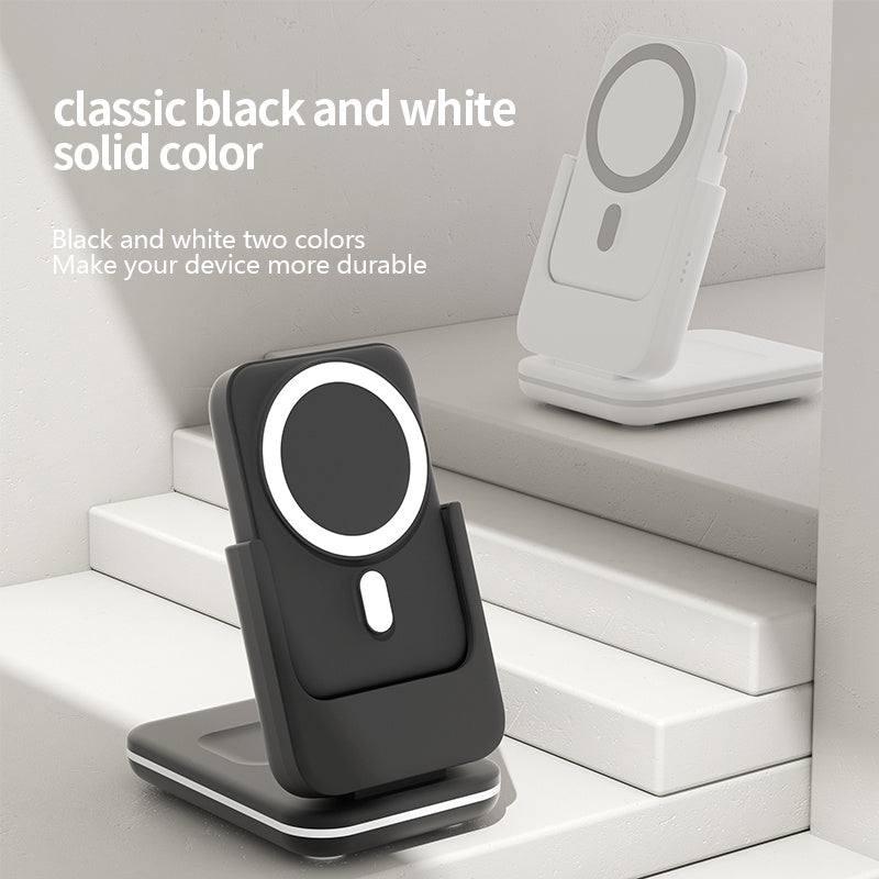 C15 5000mAh Magnetic Power Bank Phone Watch Earphone Wireless Charging Stand