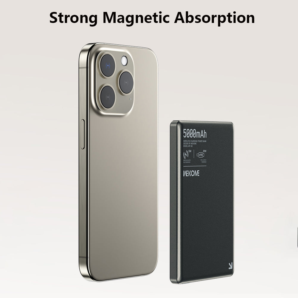WEKOME WP-82 Blade Ultra-thin 5000mAh Power Bank 15W Phone Magnetic Wireless Charger