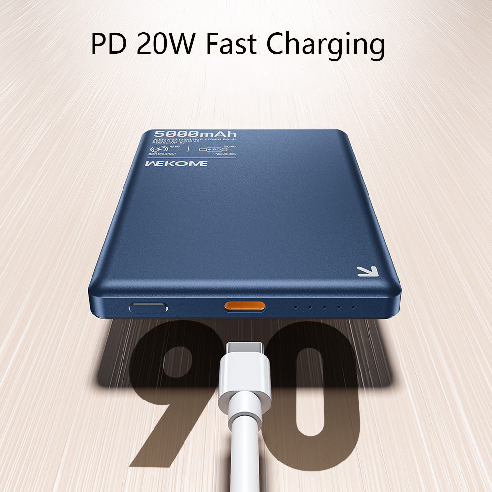 WEKOME WP-82 Blade Ultra-thin 5000mAh Power Bank 15W Phone Magnetic Wireless Charger