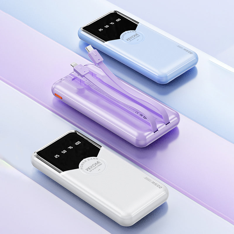 WEKOME WP-59 Pop Digital Series Gen3 20000mAh 22.5W Super Fast Charging Power Bank with Built-in Cable