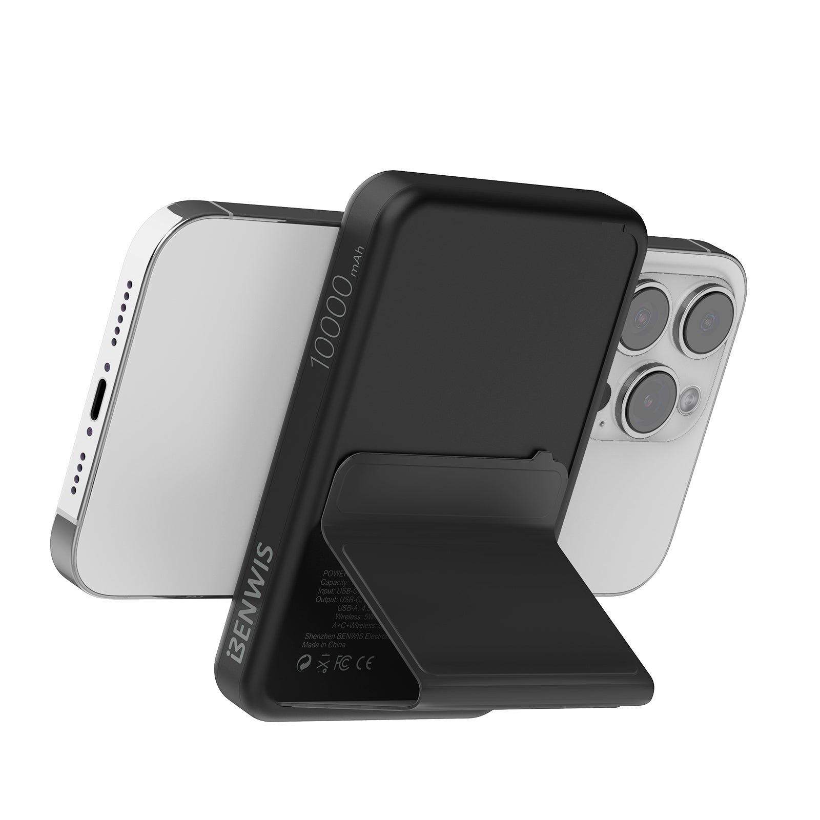 BENWIS PA-PBK-2 10000mAh Compatible with Magsafe Battery Phone Stand Magnetic Power Bank Charger (CE, FCC)