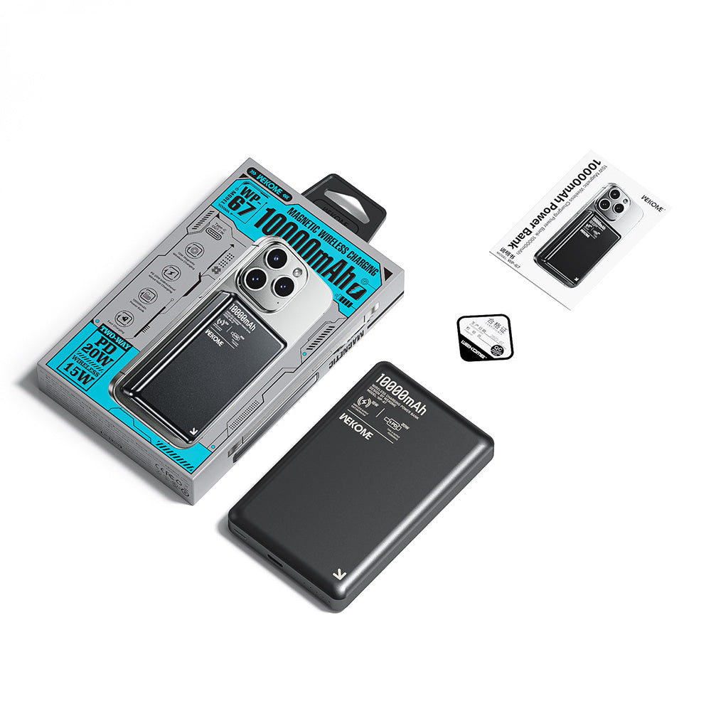 WEKOME WP-67 10000mAh Power Bank 15W Magnetic Wireless Charger External Battery Pack